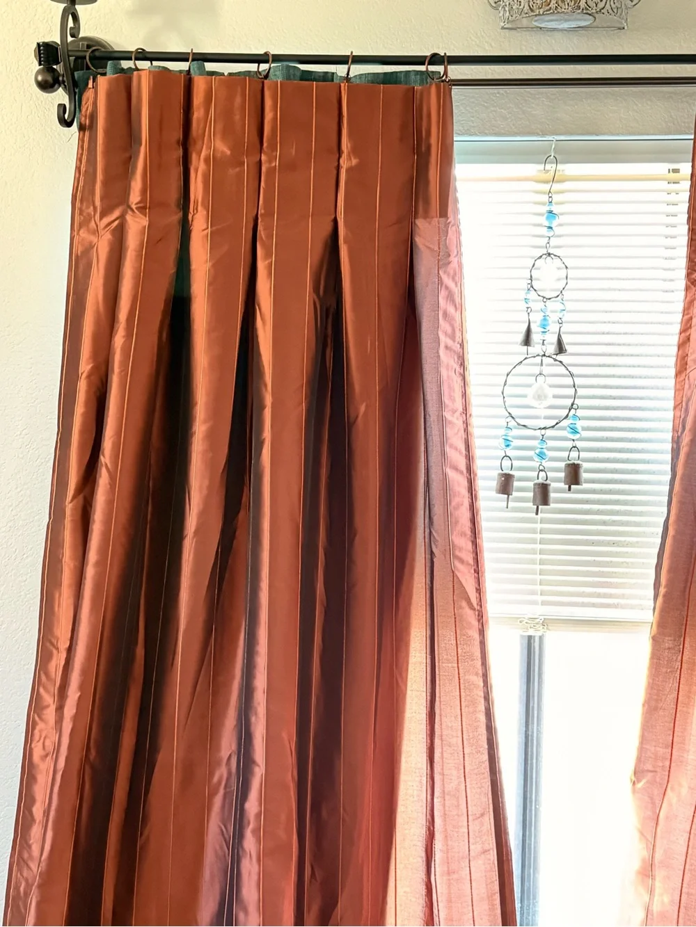 Elegant Copper Silk-Look Pinch Pleat Drapery Panels – Lined – Pair – 84”